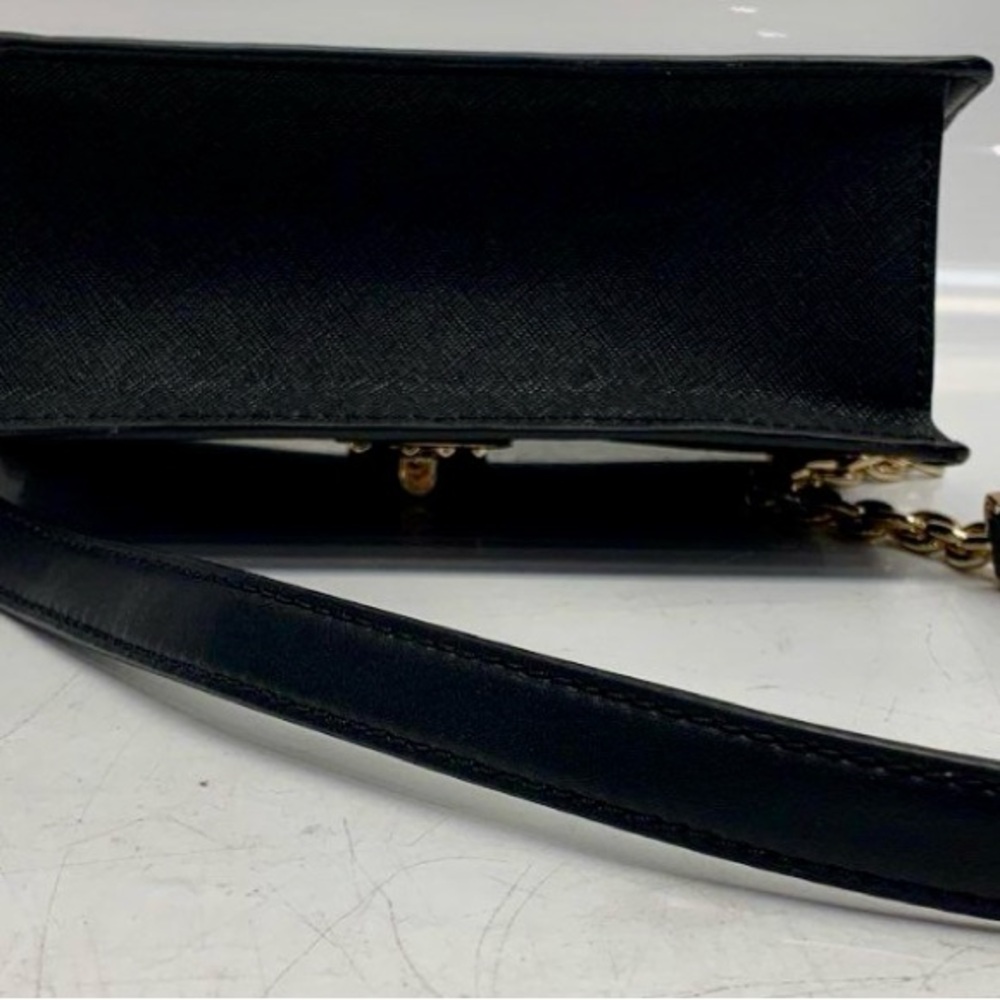 Micheal Kors Greenwich Crossbody-Black Leather & Gold Chain -MRSP $298 - Picture 4 of 11